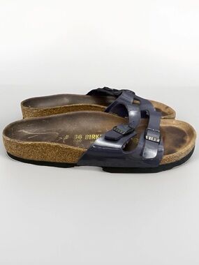 Birkenstock Ibiza Navy Blue Two-Strap Slide Sandals Size 5